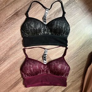 Victoria Secret PINK bralette padded racer back with mesh set of 2